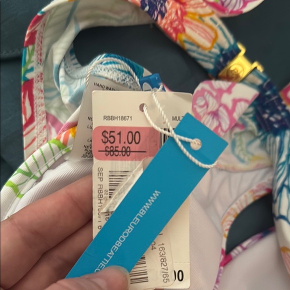 Floral Multicolor Ruffle Bikini Top BNWT Bleu Rod Beattie Nordstrom $85 Retail - Picture 9 of 10